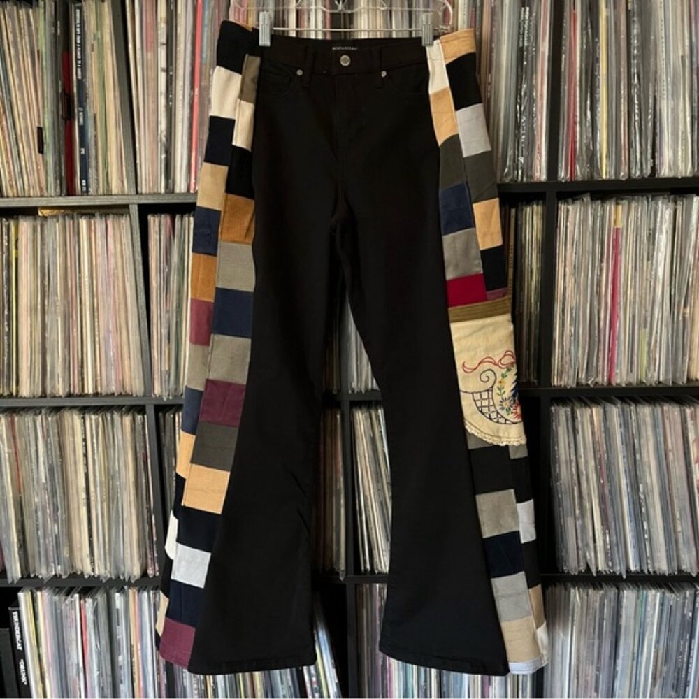 Corduroy patchwork flares bell bottoms grateful stealie dead shakedown  ❤️⚡️💙